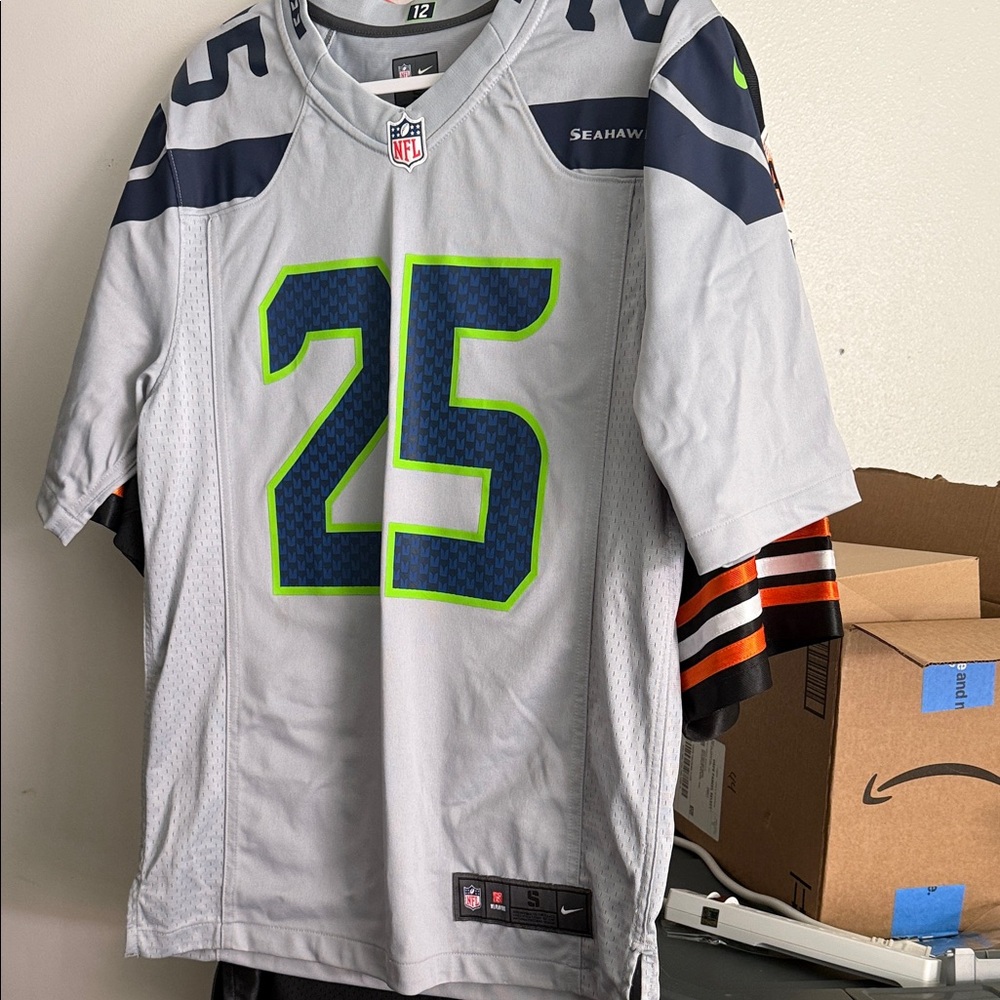 Nike Men's Gray and Blue Seahawks Jersey